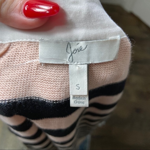 JOIE Gabbe stripped polo sweater pink black stripe size small - Picture 8 of 9
